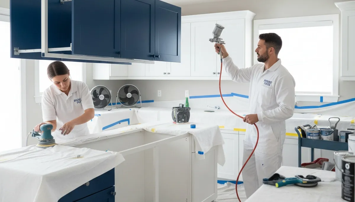 Cabinet painting in Lakeland, FL by Lakeland Paint Pros for durable, refreshed kitchen cabinets